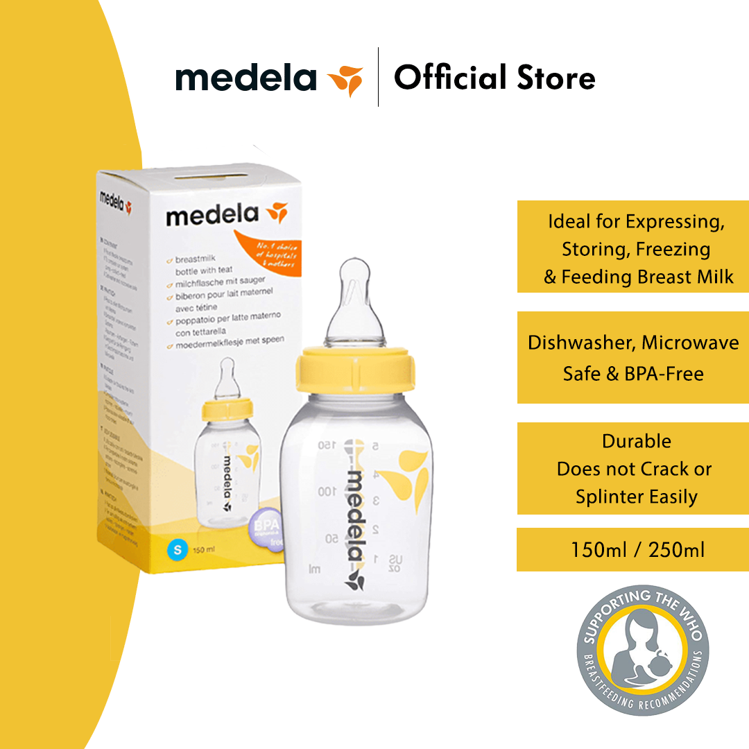 Medela Breast Milk Bottle with Teat (150ml/250ml) - BPA-Free| Freezer & Fridge Safe