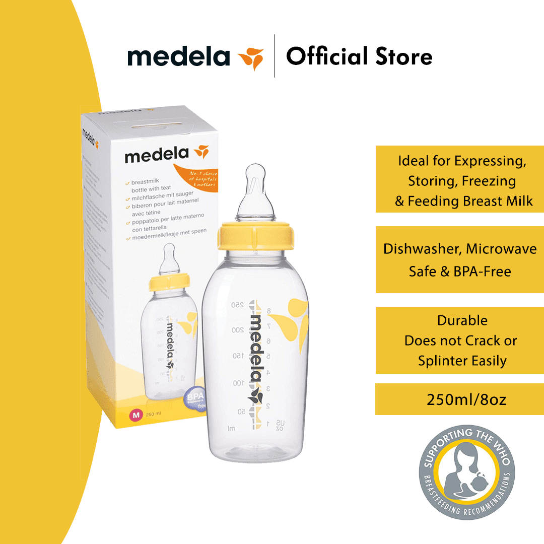 Medela Breast Milk Bottle with Teat (150ml/250ml) - BPA-Free| Freezer & Fridge Safe