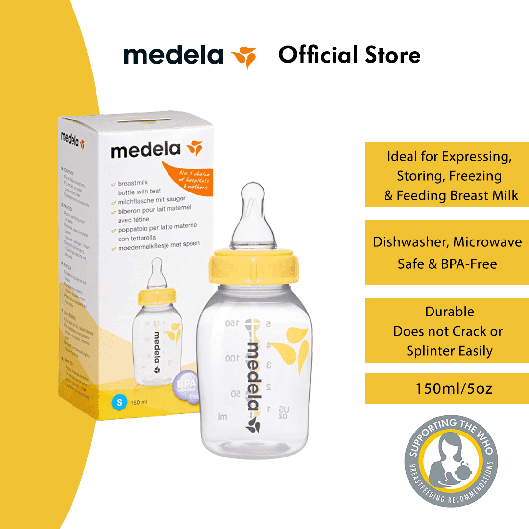 Medela Breast Milk Bottle with Teat (150ml/250ml) - BPA-Free| Freezer & Fridge Safe